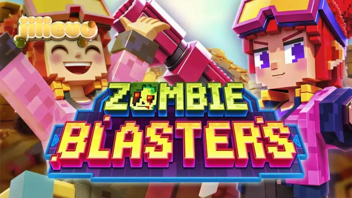 Isang screenshot ng Zombie Blasters slot na nagpapakita ng cascading reels at arcade theme.